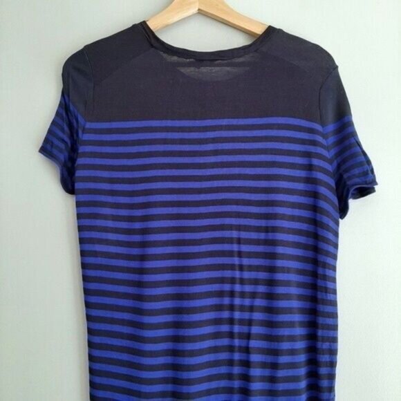 WILFRED Aritzia Side Slits Striped Tunic Top Blue Sz XS - Picture 6 of 10